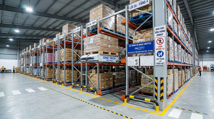 An toàn vận hành kệ Radio Shuttle trong kho pallet Tây Ninh