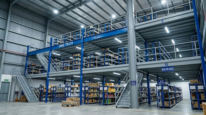 Kệ sàn mezzanine nhiều tầng Kệ sàn mezzanine nhiều tầng cho nhà kho cao tại Tây Ninh