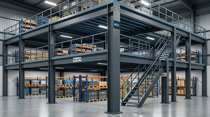 Cấu tạo kệ sàn mezzanine cho kho Tây Ninh Cấu tạo kệ sàn mezzanine bằng thép tại Tây Ninh