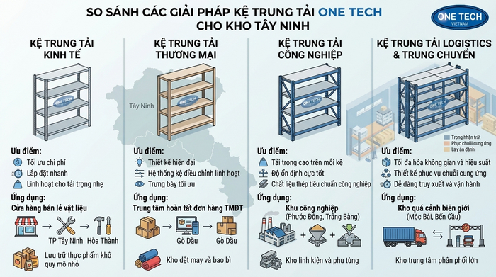 So sánh các loại kệ trung tải phù hợp cho kho tại Tây Ninh