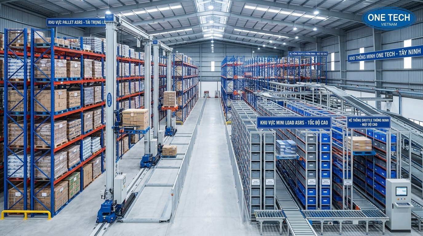 Các cấu hình kệ ASRS phù hợp cho kho Tây Ninh Các loại kệ kho ASRS Tây Ninh cho pallet thùng hàng và kho tự động