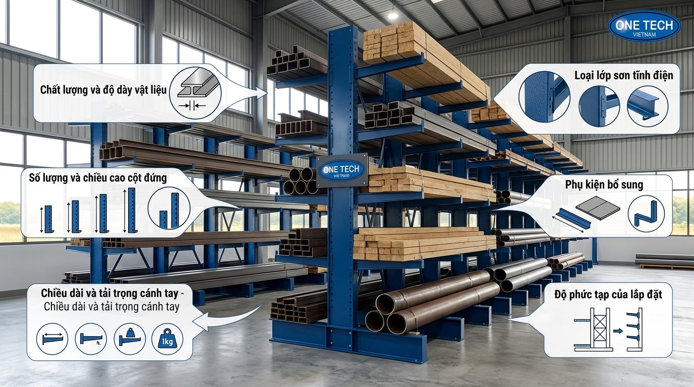 Các yếu tố ảnh hưởng đến chi phí kệ tay đỡ Tây Ninh