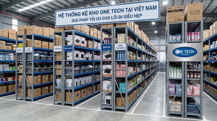 Kệ có lối đi hẹp cho kho bán lẻ tại Tây Ninh