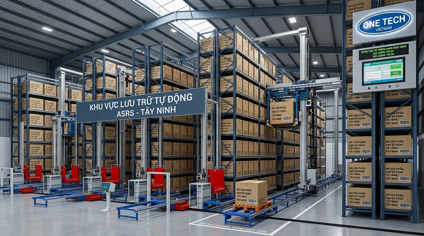 Mô hình hệ thống kệ kho ASRS Tây Ninh Mô hình kệ kho ASRS Tây Ninh trong kho công nghiệp