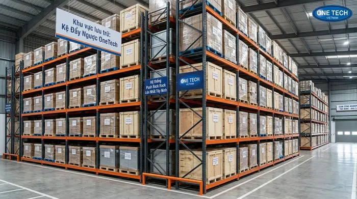 Kệ Push Back cho kho công nghiệp Tây Ninh Kệ Push Back Tây Ninh phù hợp kho công nghiệp và kho trung chuyển