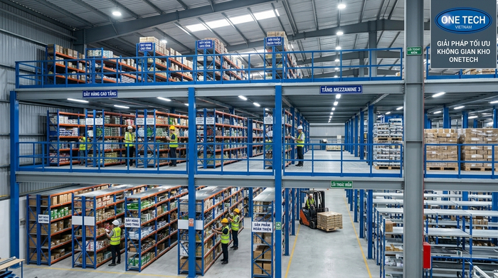 Kệ sàn mezzanine tăng diện tích lưu trữ tại Tây Ninh