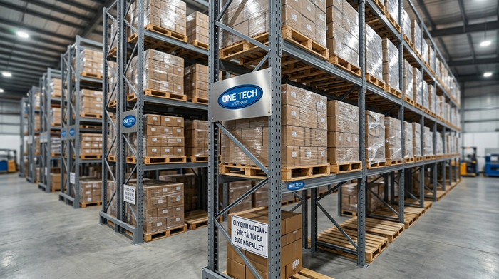 Kệ Selective chứa pallet hàng hóa trong kho logistics Hệ thống kệ Selective pallet racking tải nặng