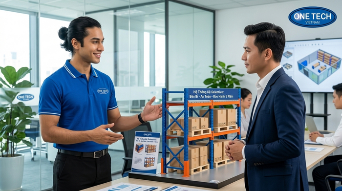 Liên hệ tư vấn báo giá kệ Selective tốt nhất Đội ngũ tư vấn viên chuyên nghiệp của OneTech