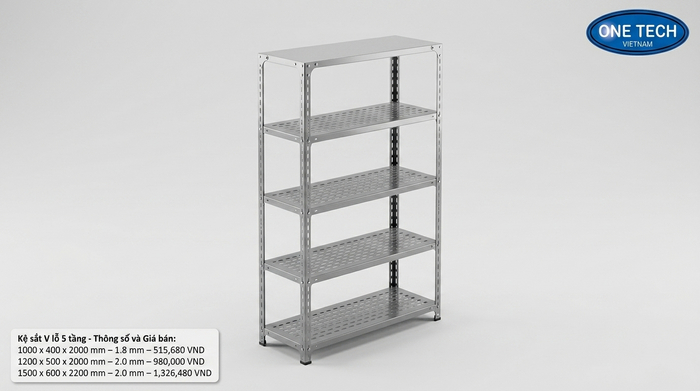 Hình ảnh thực tế mẫu kệ sắt v lỗ 5 tầng