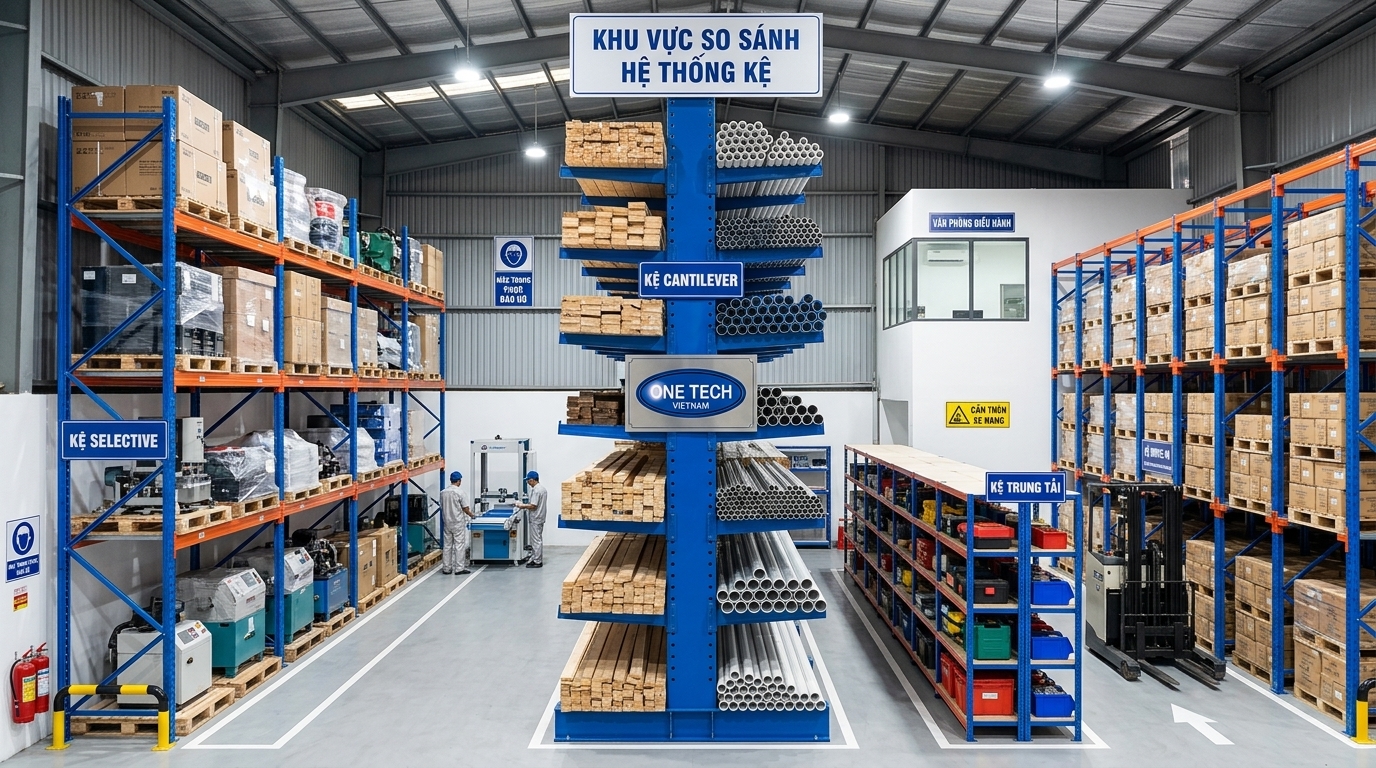 So sánh kệ tay đỡ với các hệ thống kệ kho khác