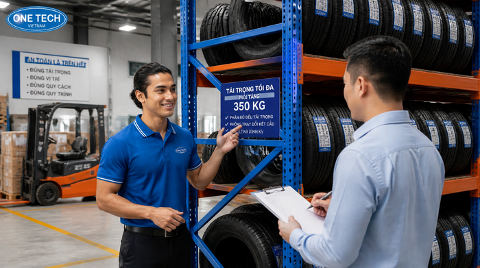 Bàn giao và hướng dẫn sử dụng kệ để lốp xe an toàn