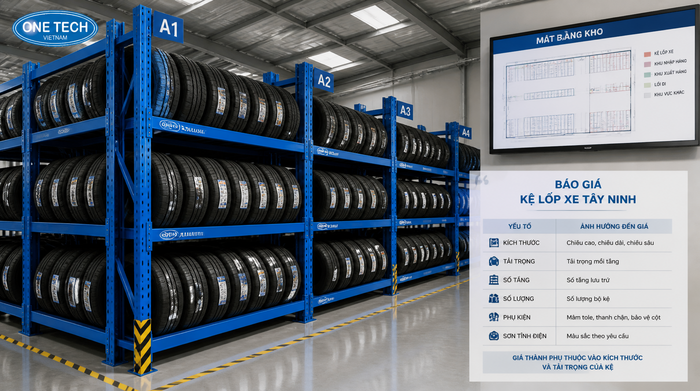 Báo giá kệ để lốp xe Tây Ninh theo bản vẽ kho