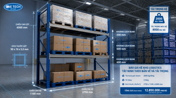Báo giá kệ kho logistics Tây Ninh theo bản vẽ và tải trọng Báo giá kệ kho logistics Tây Ninh theo bản vẽ và tải trọng