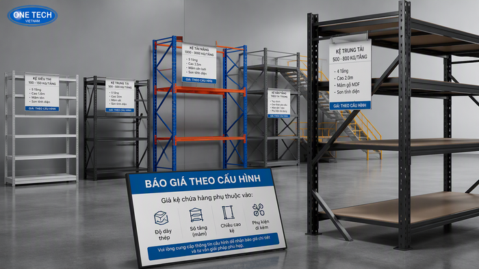 Báo giá thiết bị nhà kho Tây Ninh theo cấu hình kệ chứa hàng