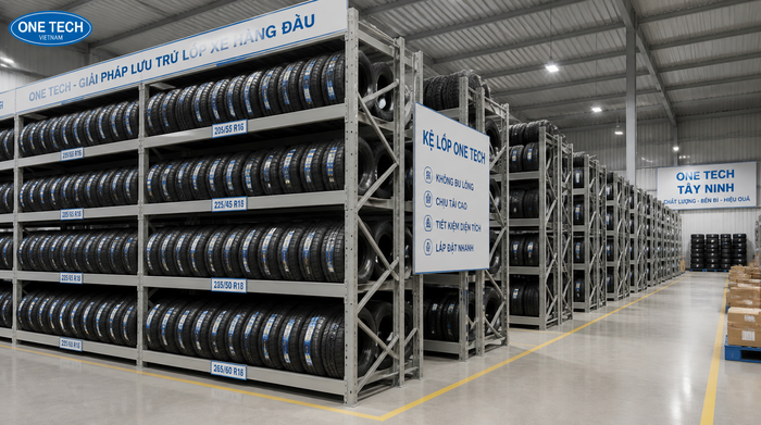 Kệ để lốp xe Tây Ninh trong kho phụ tùng ô tô