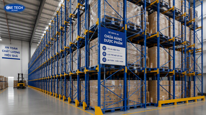 Kệ Drive In cho kho dược phẩm cần lưu trữ mật độ cao