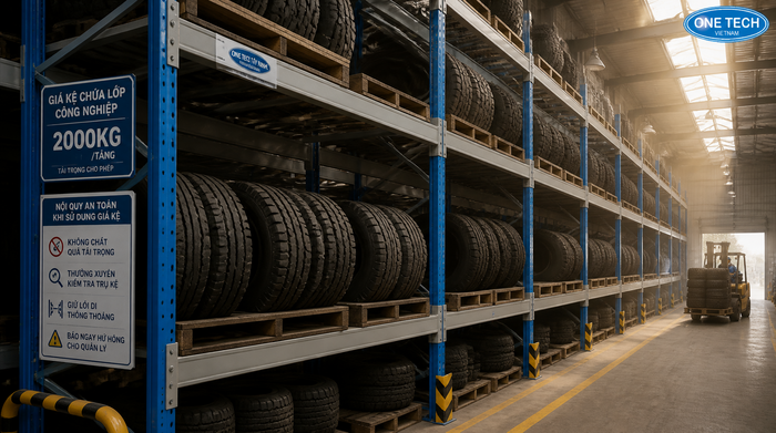 Kệ kho hàng Tây Ninh thuộc OneTech group cung cấp kệ để lốp xe