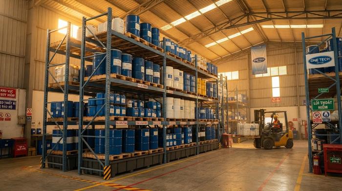 Kệ kho hóa chất Tây Ninh cho nhà xưởng và kho logistics Kệ kho hóa chất trong nhà xưởng tại Tây Ninh