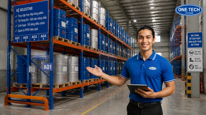 Kệ Selective cho pallet hóa chất Tây Ninh Kệ Selective chứa pallet hóa chất trong kho công nghiệp
