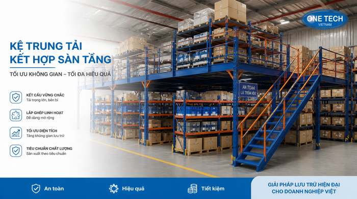 Kệ trung tải và sàn mezzanine trong kho Tây Ninh Kệ trung tải và sàn mezzanine trong kho Tây Ninh