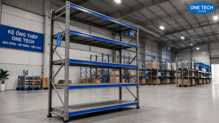 Kệ kho hàng Tây Ninh thuộc OneTech Group tư vấn kệ để ống thép