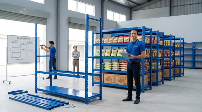 Quy trình lắp đặt kệ kho thực phẩm Tây Ninh Quy trình lắp đặt kệ kho thực phẩm Tây Ninh từ khảo sát đến bàn giao