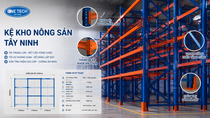 Báo giá kệ kho nông sản Tây Ninh theo bản vẽ và tải trọng thực tế