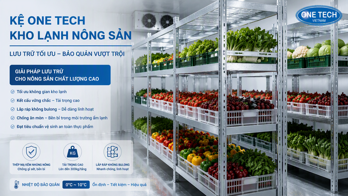 Kệ kho lạnh cho nông sản giúp lưu trữ trái cây và rau củ trong môi trường nhiệt độ thấp