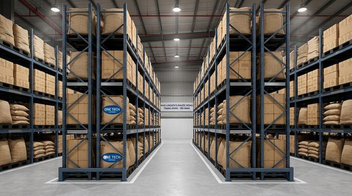 Kệ Selective chứa pallet cà phê tại Tây Ninh