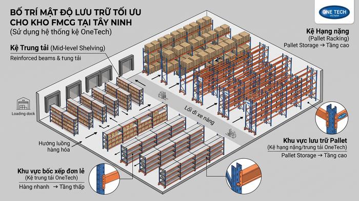 Sơ đồ tối ưu mật độ lưu trữ kho FMCG Tây Ninh
